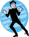 mime - an actor who communicates entirely by gesture and facial expression