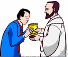 communion - the act of participating in the celebration of the Eucharist