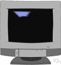 monitoring device - display produced by a device that takes signals and displays them on a television screen or a computer monitor