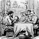 feasting - eating an elaborate meal (often accompanied by entertainment)