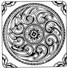 mandala - any of various geometric designs (usually circular) symbolizing the universe