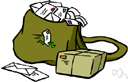 mail - the bags of letters and packages that are transported by the postal service