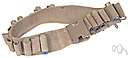 bandoleer - a broad cartridge belt worn over the shoulder by soldiers