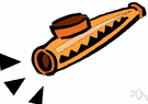 kazoo - a toy wind instrument that has a membrane that makes a sound when you hum into the mouthpiece