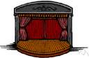 theatre curtain - a hanging cloth that conceals the stage from the view of the audience