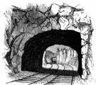 railroad tunnel - a tunnel through which the railroad track runs