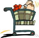 shopping cart - a handcart that holds groceries or other goods while shopping