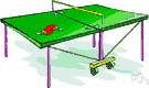 ping-pong - a game (trademark Ping-Pong) resembling tennis but played on a table with paddles and a light hollow ball
