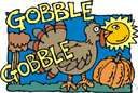 gobble - the characteristic sound made by a turkey cock