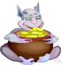 goblin - (folklore) a small grotesque supernatural creature that makes trouble for human beings