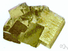 pyrite - a common mineral (iron disulfide) that has a pale yellow color