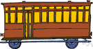 tram - a wheeled vehicle that runs on rails and is propelled by electricity
