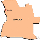 Angola - a republic in southwestern Africa on the Atlantic Ocean