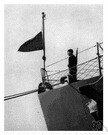 half-staff - a position some distance below the top of a mast to which a flag is lowered in mourning or to signal distress