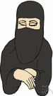 abaya - (Arabic) a loose black robe from head to toe