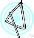 triangle - a percussion instrument consisting of a metal bar bent in the shape of an open triangle