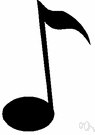 quaver - a musical note having the time value of an eighth of a whole note