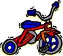 trike - a vehicle with three wheels that is moved by foot pedals