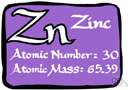Zn - a bluish-white lustrous metallic element