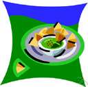 guacamole - a dip made of mashed avocado mixed with chopped onions and other seasonings