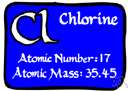 atomic number 17 - a common nonmetallic element belonging to the halogens