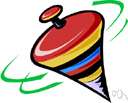 spinning top - a conical child's plaything tapering to a steel point on which it can be made to spin