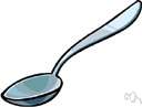 spoon - a piece of cutlery with a shallow bowl-shaped container and a handle