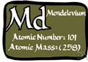 atomic number 101 - a radioactive transuranic element synthesized by bombarding einsteinium with alpha particles (Md is the current symbol for mendelevium but Mv was formerly the symbol)