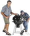 barbecuing - roasting a large piece of meat on a revolving spit out of doors over an open fire