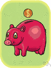 penny bank - a child's coin bank (often shaped like a pig)