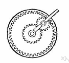 epicyclic gear - an outer gear that revolves about a central sun gear of an epicyclic train