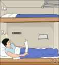 bunk - a bed on a ship or train