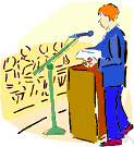public speaking - delivering an address to a public audience