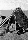 wickiup - a lodge consisting of a frame covered with matting or brush