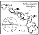 Hawaiian Islands - a group of volcanic and coral islands in the central Pacific