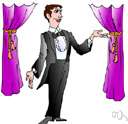 master of ceremonies - a person who acts as host at formal occasions (makes an introductory speech and introduces other speakers)