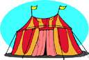 big top - a canvas tent to house the audience at a circus performance