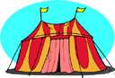 top - a canvas tent to house the audience at a circus performance