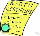 birth certificate - a copy of the official document giving details of a person's birth
