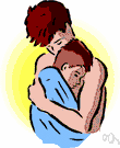 embrace - the act of clasping another person in the arms (as in greeting or affection)