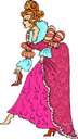gown - a woman's dress, usually with a close-fitting bodice and a long flared skirt, often worn on formal occasions