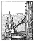 flying buttress - a buttress that stands apart from the main structure and connected to it by an arch