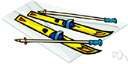 ski binding - one of a pair of mechanical devices that are attached to a ski and that will grip a ski boot