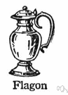 flagon - a large metal or pottery vessel with a handle and spout