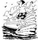 surfboarding - the sport of riding a surfboard toward the shore on the crest of a wave