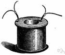 bobbin - a winder around which thread or tape or film or other flexible materials can be wound