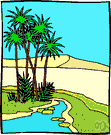 oasis - a fertile tract in a desert (where the water table approaches the surface)