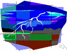 chain lightning - a form of lightning that moves rapidly in a zigzag path with one end divided (fork-like)