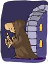monk - a male religious living in a cloister and devoting himself to contemplation and prayer and work