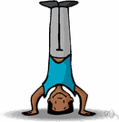 headstand - an acrobatic feat in which a person balances on the head (usually with the help of the hands)